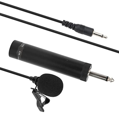 Professional Wired Lavalier Microphone, Unidirectional Clip-On Lapel Mic with 10m/32.8ft Cable for Saxophone, Instrument Recording - Black