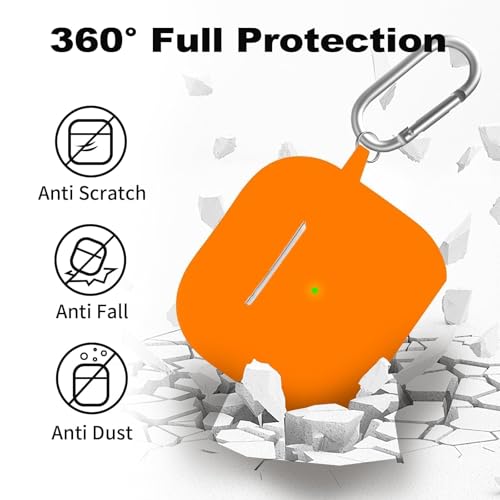 for Airpods 4th Case Cover, Come with Cleaner Kit,Soft Skin Silicone Case Cover with Keychain, Front LED Visibl, Full Protective Case，Compatible with AirPods 4th(Orange) - color: A8-Orange