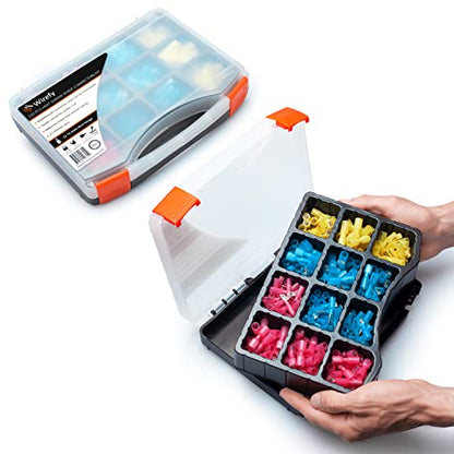 Wirefy 250 PCS Heat Shrink Spade Connector Kit - Male and Female Spade Wire Connectors - Quick Disconnect Electrical Terminals - 22-10 Gauge - size: 22-10 Gauge, style: Male/Female Spades Kit