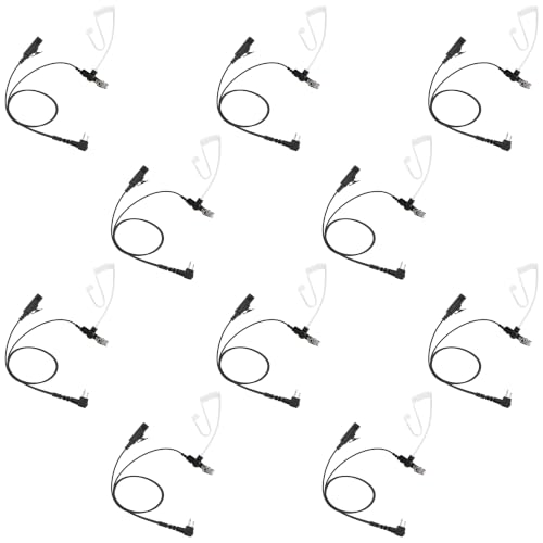 10 Pack BCT22-M1 2-Wire Surveillance Acoustic Tube Earpiece with PTT Mic Compatible with Motorola CP200D CP100D R2 DEP450 BPR40D CP200 CP185 BPR40 Yaesu FT-65 FT-25 FT-4X/V XiR P3688 - size: 10 Pieces