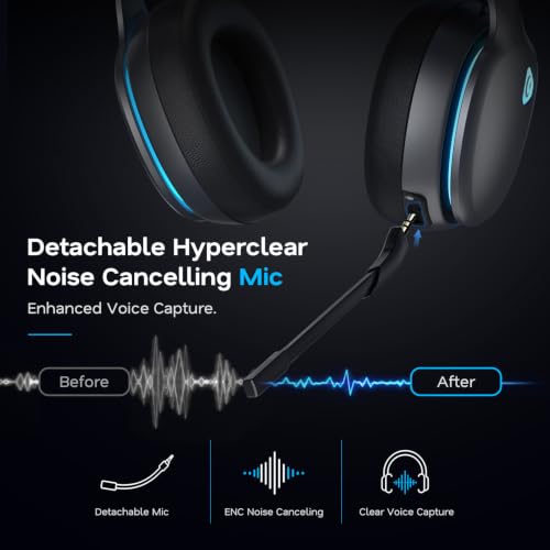 AOC 2.4GHz Wireless Gaming Headset for PS5, PS4, Switch, 45Hr, Space Gray | Bluetooth 6.0 Gaming Headphones with Noise Canceling Mic, 7.1 Virtual Surround, Great for Fortnite & Call of Duty/FPS Gamers - color: Space Gray