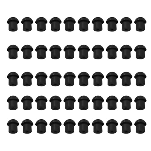 50Pcs Replacement Ear Tips Earbud Radio Black Silicone Mushroom | compatible with Motorola Baofeng Kenwood Midland Yaesu Cobra Icom HYT Acoustic Tube Earpiece 2 Way Raio - color: Black