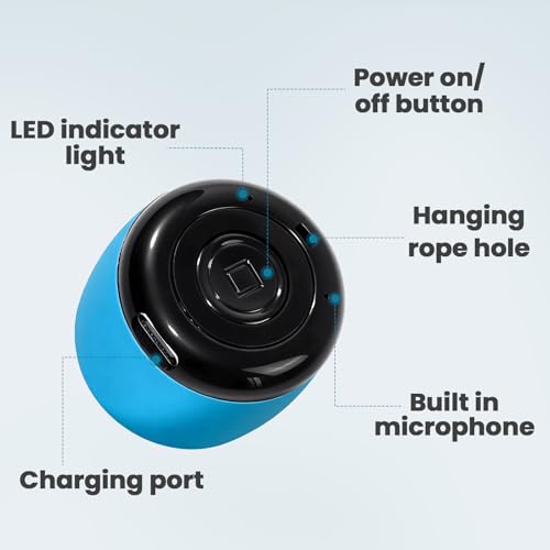 Best Mini Portable Bluetooth Speaker with HD Sound & Bass I Smallest Wireless Bluetooth Speakers for Phone/PC/Tablet I Photo Selfie Button Answer Phone Calls I Cute Tiny Speaker (Blue) - color: Blue