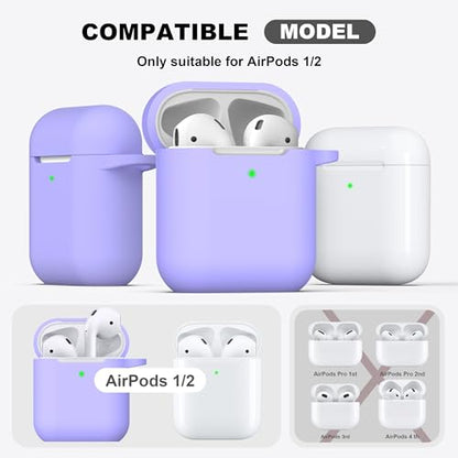 for AirPods 2nd/1st Case Silicone Cover, Lilac | Compatible with Apple AirPods 2nd/1st (2019/2016) Generation with Keychain & Cleaner Kit, Wireless Charging Compatible - color: E1-Lilac