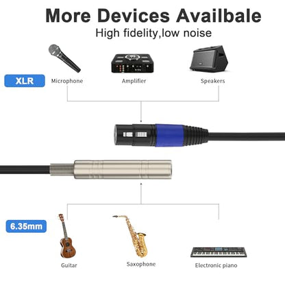 1/4“(6.35 mm) Female to XLR-Female 3-Pin Socket Audio Cord, 6.6 Foot, 2 Packs, 6.35mm TRS/TS to XLR Jack Adapter, High-Purity 4N OFC Conductors, for Audio Electronic Devices - size: 6.6 foot, style: 1/4 female to XLR female