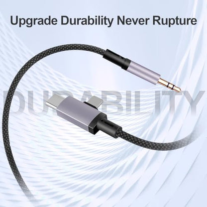 2 in 1 Lightning and USB C to 3.5mm Audio Auxiliary Jack Cable, Type C to Lightning 3.5mm Headphone Car Stereo Cable, Compatible with iPhone 16/15/14/13/12/11/X, Samsung Galaxy S24 S23 S22 S21 Note 20 - size: 6.6FT