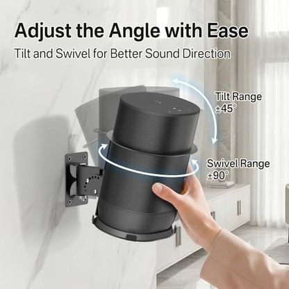 2 Pack Adjustable Speaker Wall Mount for Sonos Move and Sonos Move 2, Wall Mounted Bracket, Adjustable Tilt and Swivel, Space Saving Speaker Holder, Black - color: Black, size: 2 Pack