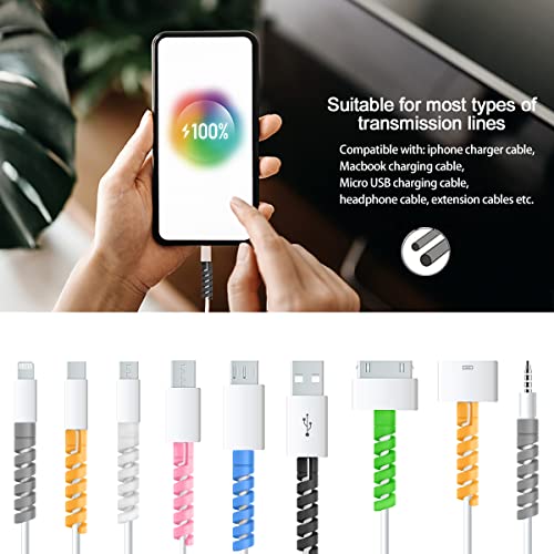 Charger Cable Protectors for iPhone 17 16 USB C Charging Cord Savers 35 PCS with Cable Clips 4 PCS, Silicone Cord End Identifiers for Headphone Laptop Cell Phone Accesories