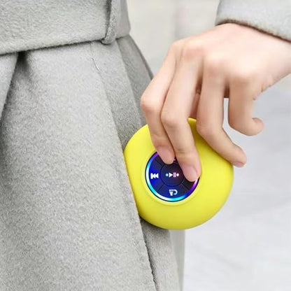 Mini Bluetooth Shower Speaker Yellow, Silicone Suction Cup Portable Speaker with LED Lights, IPX4 Waterproof, Built in Mic, for Bathroom Kitchen Outdoors, Ideal Gifts (Yellow) - color: Yellow
