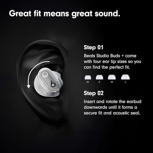 Beats Studio Buds + | True Wireless Noise Cancelling Earbuds, Enhanced Apple & Android Compatibility, Built-in Microphone, Sweat Resistant Bluetooth Headphones, Spatial Audio - Ivory | Noise cancellation and audio playback with 2 drivers, microphone and w