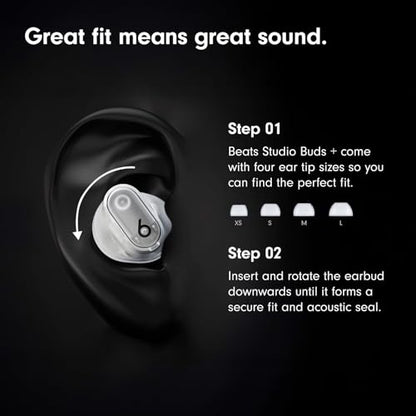 Beats Studio Buds + | True Wireless Noise Cancelling Earbuds, Enhanced Apple & Android Compatibility, Built-in Microphone, Sweat Resistant Bluetooth Headphones, Spatial Audio - Ivory | Noise cancellation and audio playback with 2 drivers, microphone and w