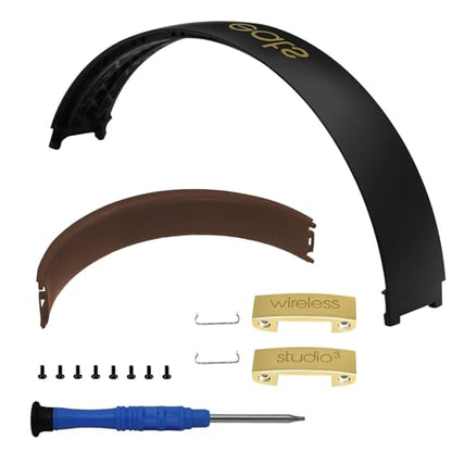 Studio3 Headband & Hinge & Cushion for Beats Studio 3 Headphone,Black Gold | Durable Replacement Headband,Studio 3 Parts Accessories Repair Kit Set ,As Same As The OEM - color: Black Gold