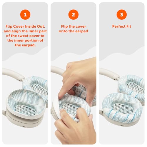 WC SweatZ XM5 - Patented Earpad Sweat Covers for Sony WH1000XM5 by Wicked Cushions | Full 360 Earpad Protection | Sweatproof & Easily Washable | Ivory Tide - color: Ivory Tide