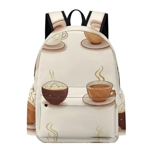 Travel Backpack for Women Men Carry On Backpack Coffee Collection Laptop Bag Lightweight Casual Daypack - color: Coffee Collection