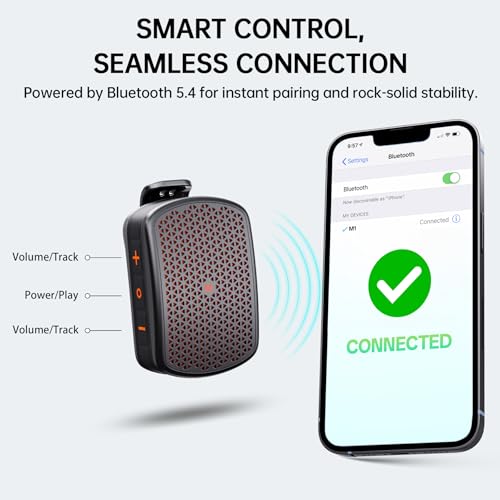 M1 Clip-on Speaker, Magnetic + IPX7 Waterproof + TWS (Blue) | Portable Wearable Mini Small Bluetooth Speaker for Construction Job Site, Golf Cart, Truck Drivers, Shirt Clip-on - color: Blue