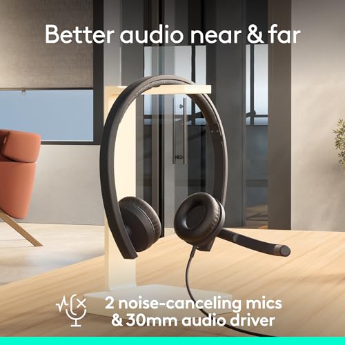 Logitech H570e USB-C Wired Headset with Microphone PC and Mac - Black | Stereo sound, inline controls, certified for Microsoft Teams, compatible with PC and Mac - size: Teams, style: Stereo