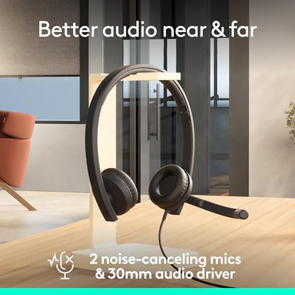 Logitech H570e USB-C Wired Headset with Microphone PC and Mac - Black | Stereo sound, inline controls, certified for Microsoft Teams, compatible with PC and Mac - size: Teams, style: Stereo