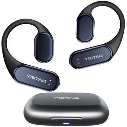 True Bone Conduction Headphones, Open Ear Earbuds with Ear Hooks, Up to 60 Hours Playtime with Charging Case, Bluetooth 5.3, IP68 Waterproof, for Running, Yoga, Gym, Sports