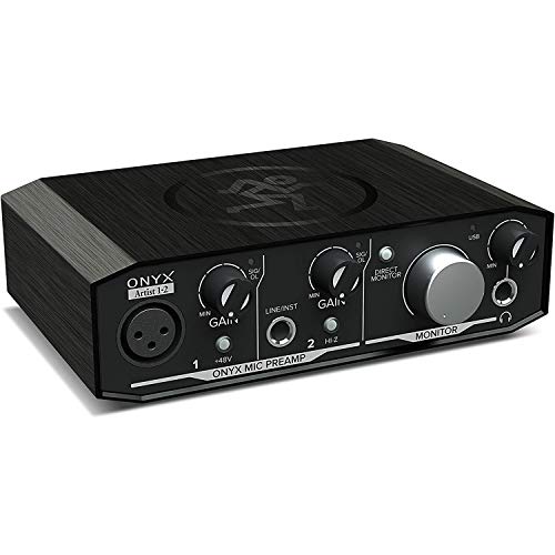 Mackie Onyx Artist 1-2 USB Audio Interface 2-in/2-out USB 2.0, 24-bit/192kHz, with 1 Onyx Mic Preamp and Zero-Latency Monitoring with Gravity Phone Holder and XLR, 1/4in Cable PK2 Bundle