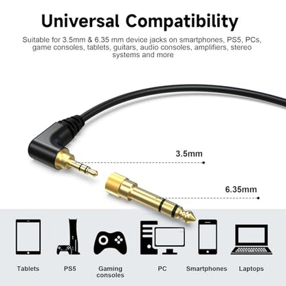 Replacement Headphones Cable Compatible with Pioneer HDJ-X5 HDJ-X7 HDJ-S7 HDJ-CUE1, 3.5mm & 6.35m Adapter to 2.5mm Stereo Audio Aux Cord