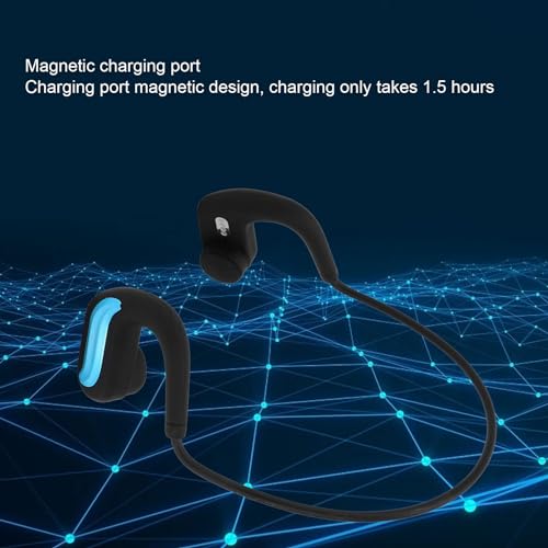JEOZBM Bone Conduction Headphones, IP68 Underwater Swimming Headphones Sports Headset, Wireless Open Ear Headphones for Running Cycling