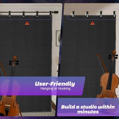 2Pcs Sound Dampening Blanket 80"x72" 850GSM, Heavy Duty Acoustic Absorption for Studio - size: 72 x 80 inch