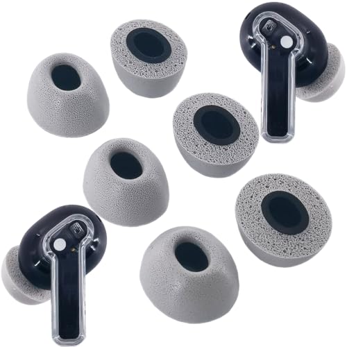 Replacement Memory Foam Eartips for Nothing & CMF Earbuds,3 Pairs | Compatible with Nothing Ear / Ear (a) / Ear (3) /CMF Buds 2 & 2a / 2 Plus/CMF Buds Pro & Pro 2/ CMF Buds Earbuds Earpad,Gray