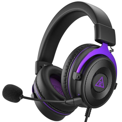 EKSA E900 Gaming Headset with Mic for Xbox PC PS4 PS5 | Detachable Noise Canceling Mic, 3D Surround Sound, Wired Headphone for Gaming, Computer, Laptop, 3.5MM Jack - color: Purple