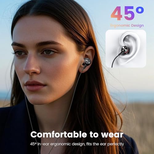 MOSWAG Wired Headphones, 3.5mm Wired Headphones with Microphone, 1/8 inch in-Ear Line Control Headsets Compatible with Mobile Phones, Desktop PCs, Tablets, Laptops, MP3s, MP4s, 2 Pack - size: 2 Pack