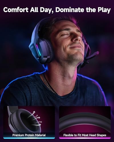 AOC Wired Gaming Headset, Headphones for Xbox Series PS5 PC Switch, Black | Surround Sound, Noise Canceling Over-Ear Gaming Mic, RGB Lights, 50mm Drivers, 3.5mm Jack - color: Matte Black