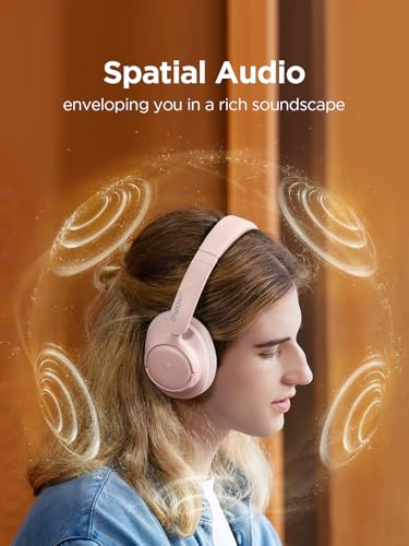 1MORE Wireless Bluetooth Noise-canceling Headphones - HQ31 SonoFlow SE Over-Ear Headphones with Hi-Res Audio, 90H Playtime, Clear Calls, Preset EQ Via App, Comfort for Home Office Travel(Pink) - color: Pink