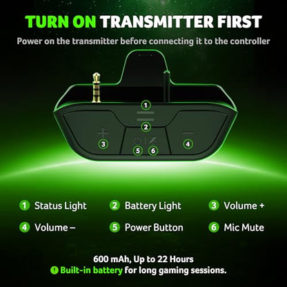 Acer Wireless Gaming Headset for Xbox Series X|S & Xbox One, Bluetooth 5.4 Headphones with Noise Canceling Mic, 3D Surround Sound, 40H Battery, Compatible with PC, PS5, Switch, Mac - Black Green