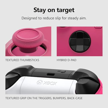 Xbox Wireless Gaming Controller | Deep Pink | Consoles, PCs, TVs, mobile, and more | Textured Grip | Wireless, Bluetooth, USB-C Connectivity - style: Deep Pink