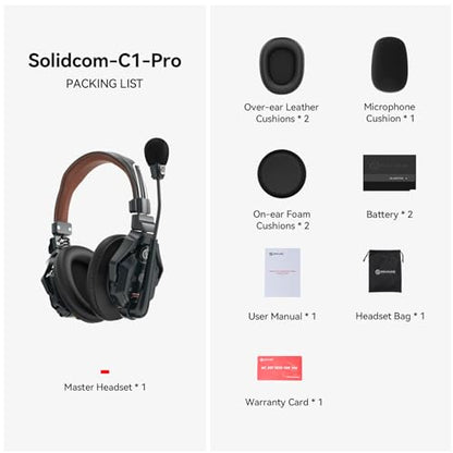 Hollyland Solidcom C1 Pro Wireless Stereo Master Headset ENC Full Duplex 1100ft Team Communication with PTT Mute Headset for Church Drone TV Film Production（Double-Ear Version）… - size: 1 Master Double-Ear