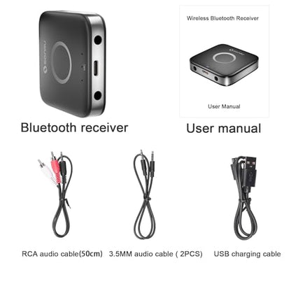 Bluetooth 5.3 Receiver, Bluetooth Audio Adapter for Speakers/Home Stereo, Low Latency, Noise Cancellation, 15-Hour Battery Life with AUX 3.5mm/RCA, Wireless Bluetooth Adapter for Old Receiver
