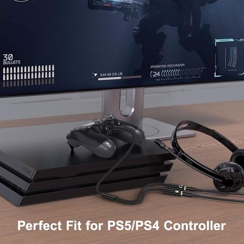 Headphone Splitter Adapter, 3.5mm 2 Female to 1 Male Dual Headphone & Microphone Jack Adapt er Audio Stereo Y Splitters Hi-Fi Sound Aux Extension Cable for Earphone Phone PS5 PS4 Switch Tablets - color: black