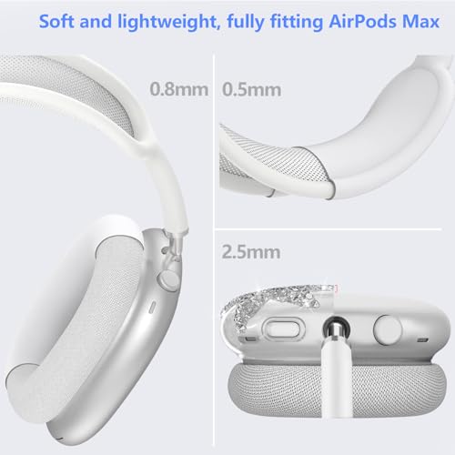 3-in-1 Case Cover for AirPods Max 2/AirPods Max Headphones, Apple AirPod Max Accessory Protective Cover, Headband/Silicone Ear Pad/Clear TPU Shiny Rhinestone Star Ear Cups Covers - color: Clear white(Star)