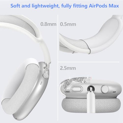 3-in-1 Case Cover for AirPods Max 2/AirPods Max Headphones, Apple AirPod Max Accessory Protective Cover, Headband/Silicone Ear Pad/Clear TPU Shiny Rhinestone Star Ear Cups Covers - color: Clear white(Star)