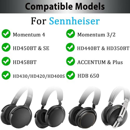 Adhiper Headphone Headband Cushion Cover for Sennheiser HD450BT, HD440BT, HD458BT, Momentum 4/3/2, ACCENTUM Headphones, 6mm Thick Soft Band Cover for Pressure Relief & Anti-Peeling, with Hanging Loop