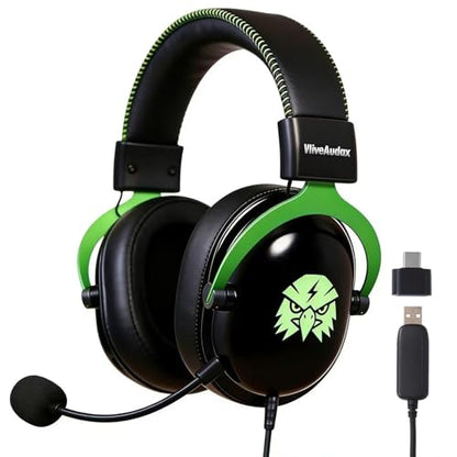 Wired Gaming Headset, RGB Lighting Over Ear Headphones with 7.1 Virtual Surround Sound, Noise Canceling Mic for PC PS5 PS4, Memory Foam Ear Pads, USB Sound Card A/C
