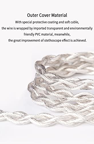 KBEAR Earphone Cable, 4 Cores 4N Single Crystal Copper Silver-Plated Woven Litz Structure in Ear Monitor Cable, Improve Comfortable and Smooth Wearing Replacement Cable(MMCX, 2.5mm)
