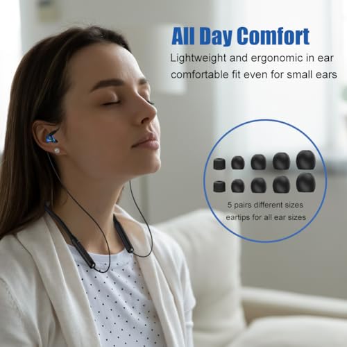 Wireless Neckband Earbuds Headphones for Kids Women Small Ears w Microphone | 12H Playtime, 10M Bluetooth 5.0, IPX5 Sweatproof, Secure Over Ear Hook for Sports Running Workout, for Cell Phone Tablet