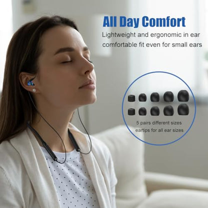 Wireless Neckband Earbuds Headphones for Kids Women Small Ears w Microphone | 12H Playtime, 10M Bluetooth 5.0, IPX5 Sweatproof, Secure Over Ear Hook for Sports Running Workout, for Cell Phone Tablet