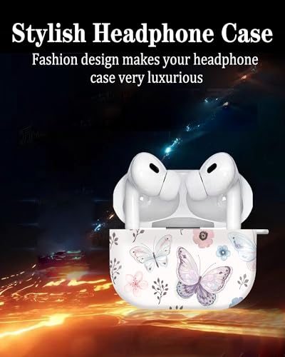 Cute Hard Case Compatible with AirPods Pro 2nd/1st Generation, Protective Cover with Golden Keychain, Fits 2023/2022/2019 Models, for Women, Girls, and Men(Cute Butterfly - color: Cute Butterfly