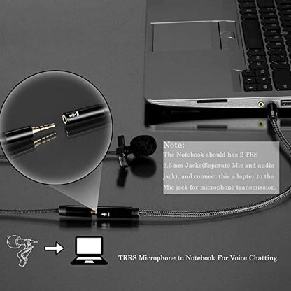 DUKABEL TRRS to TRS Adaptor, Microphone Adapter for Camera - 30CM | TRRS Female to TRS Male, for Camera, PC, TRRS Lav Microphones, ONLY for Microphone input, Not for Audio output - size: TRRS Female to TRS Male