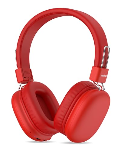 awatrue Kids Over-Ear Bluetooth Headphones, 85dBA Safe Volume, Red | Built-in Microphone, Bluetooth 5.4, Foldable, 50H Playtime, USB-C Charging - color: Red