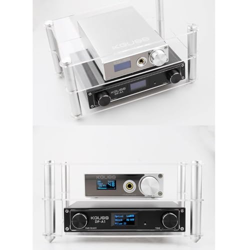 Acrylic Audio Component Rack Small HiFi Media Stand Desktop DAC Headphone Amp Holders Clear/Black CD Player Stand 2-Layer(Black) - color: Black