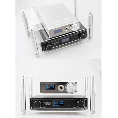 Acrylic Audio Component Rack Small HiFi Media Stand Desktop DAC Headphone Amp Holders Clear/Black CD Player Stand 2-Layer(Clear) - color: Clear