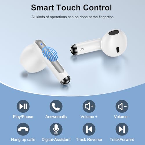 Bluetooth Headphones for iPhone 17e 17 Pro Max Air 16e 16 Pro Max 16 Plus | 15 Plus, Wireless Earbuds Bluetooth Ear Buds Headset in Ear Earphones for Samsung Galaxy S26 Ultra S25 S24 A17 A16 A36 A56 - color: White