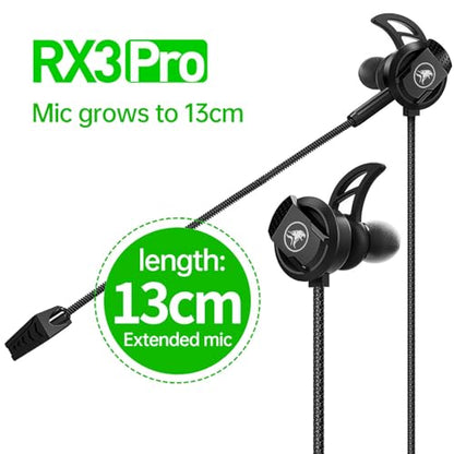 DLAND Wired Gaming Headset with Detachable Microphone - 10mm HD Sound for PS4/Xbox/PC/Switch/Mobile, Lightweight Earbuds with Noise Reduction & 2 Pairs of Spare Ear Tips (Black)